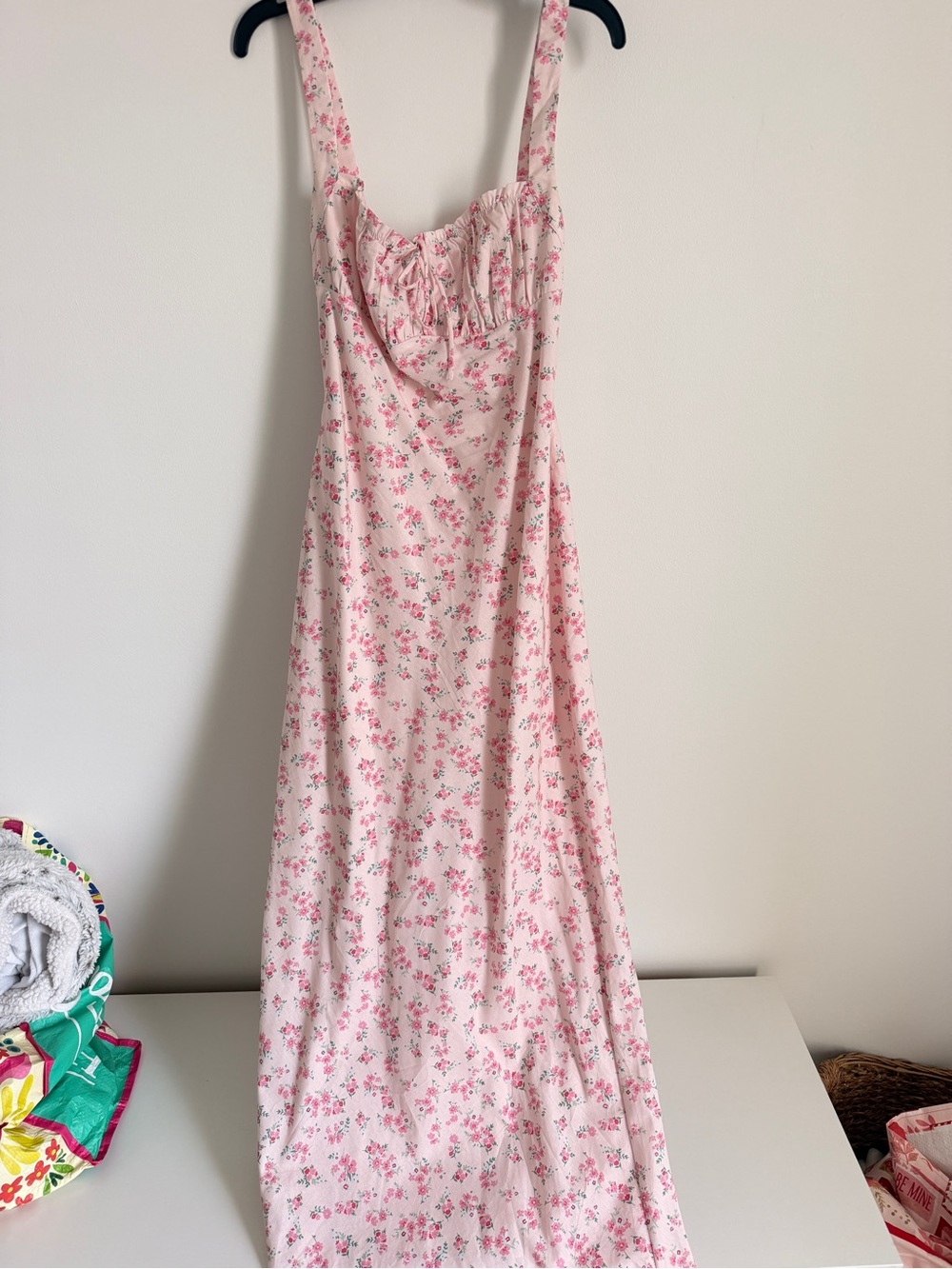 women Pink Floral Midi Sundress
